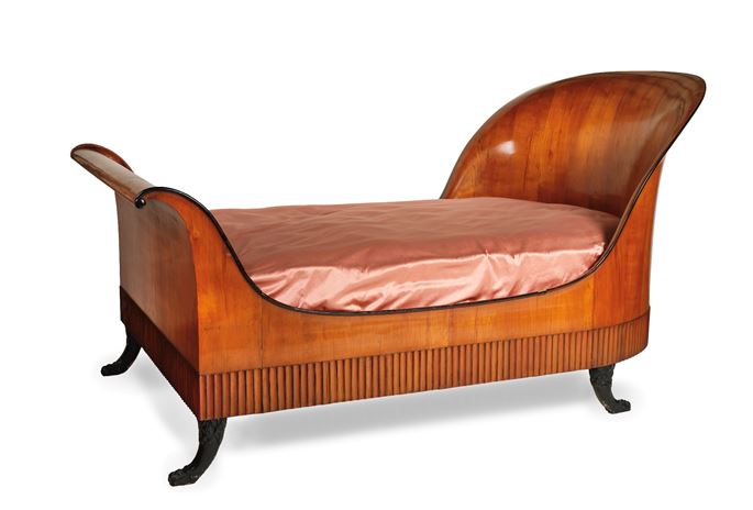 Giuseppe  Borsato - An Italian Neoclassical carved, veneered and ebonized cherry wood bed | MasterArt